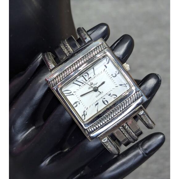Premier Designs Womens Watch, Silver-tone, Hinged Open Cuff, Quartz - Picture 1 of 5